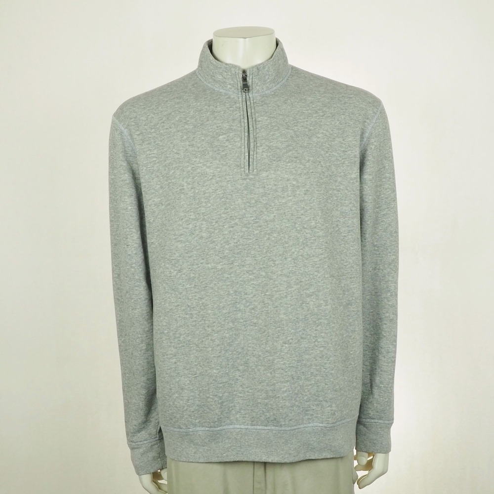 Robert Graham Quarter Zip Pullover Sweater Mens Large Heather Gray Classic Fit